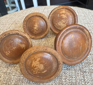 Vintage Wooden Drawer Knobs Lot of 5 Furniture Repair Retro Decor Craft Supplies